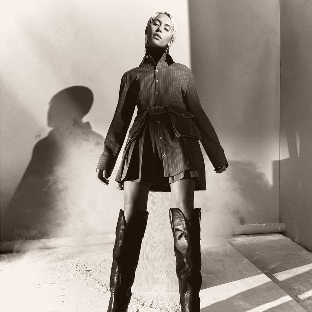 Zara pinstripe midi dress